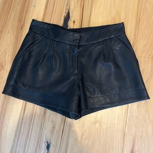 small black leather shorts womens